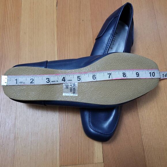 Classique navy blue square toe ballet flats size 10W minimalist neutral office - Picture 10 of 11
